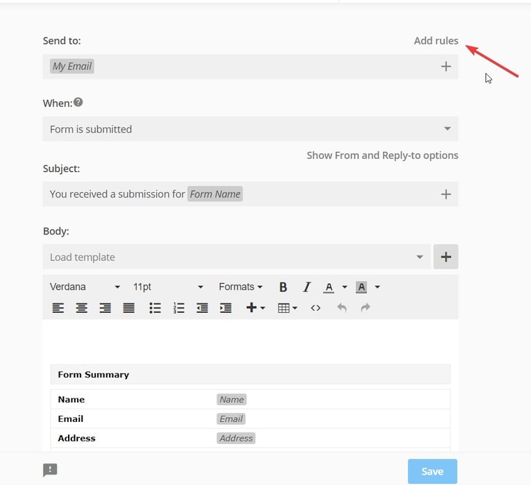 Automatic Email Responder for Web Form - Adding Rules 1