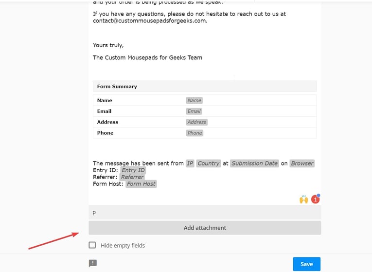 Automatic Email Responder for Web forms with Attachment